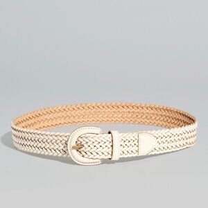 Madewell Woven Leather Belt in Pale Oyster Size XXS XS S (Ivory / Cream / White)